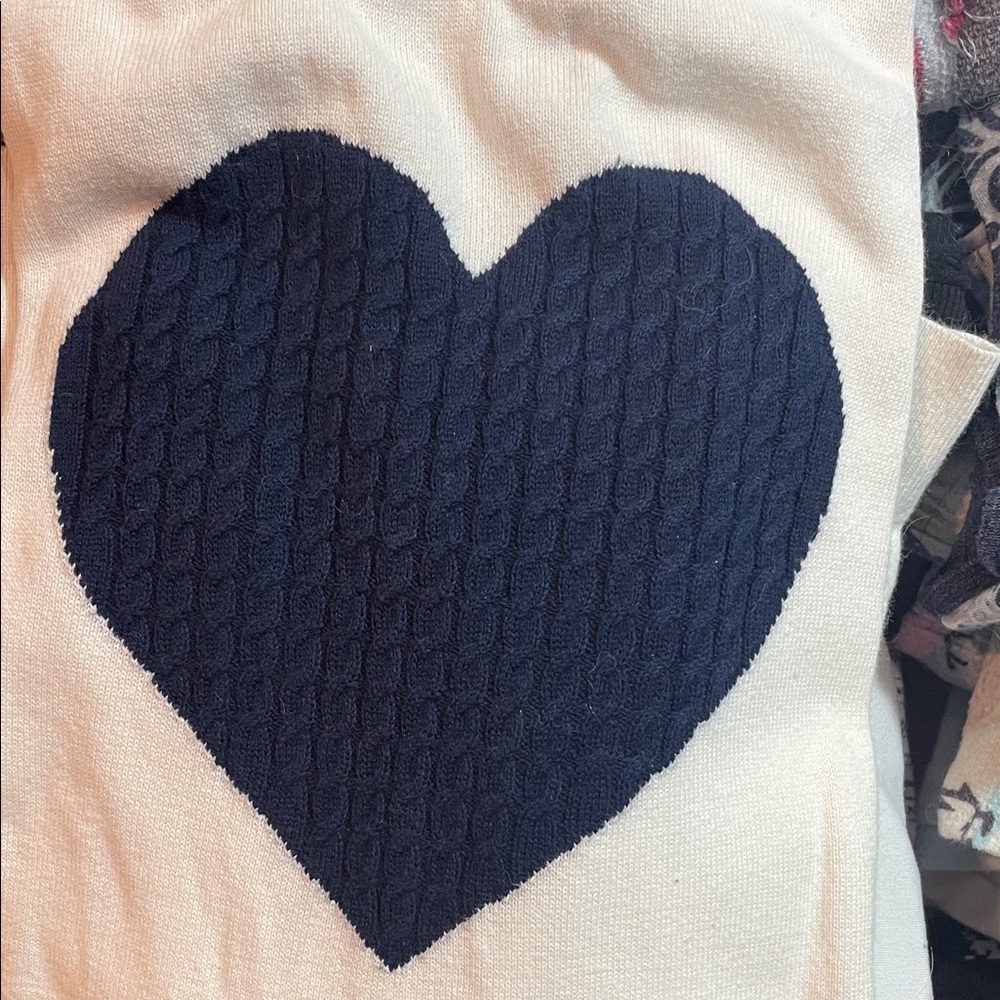 Crown & Ivy Women's Navy Heart Sweater - Picture 3 of 7